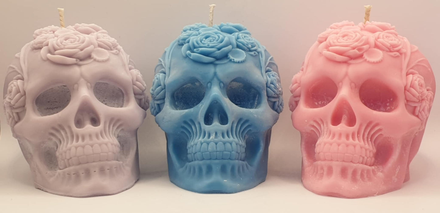 Flower Skull Candle