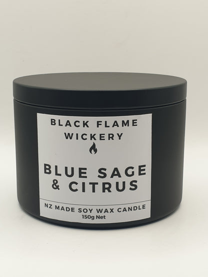 Large Black Tin Candle 150g